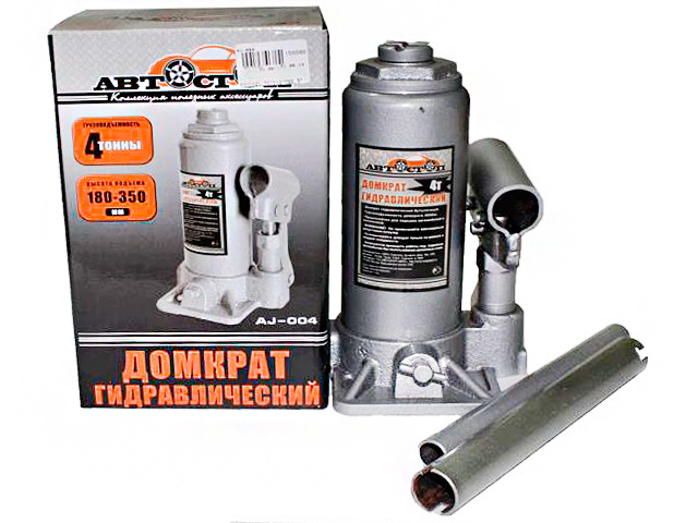 Домкрат гидравлический 4т АВТОСТОП AJ-004 бутылочный (выс. подъема 180-350мм) 