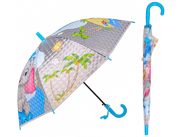 Зонт детский 50 см купол прозрачный с 3D рисунком, 6 видов (+ свисток)