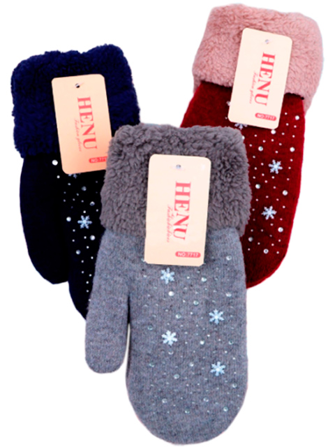 Варежки женские "HENU" (двойные на меху)