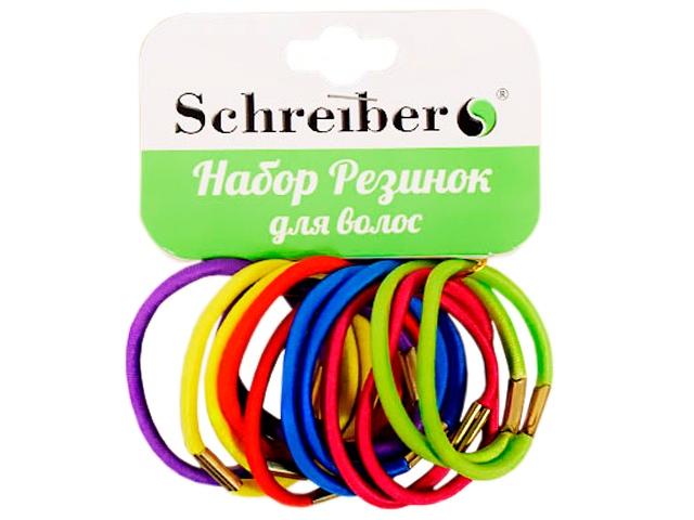 Набор резинок для волос "Schreiber" цветные, 12 штук в наборе