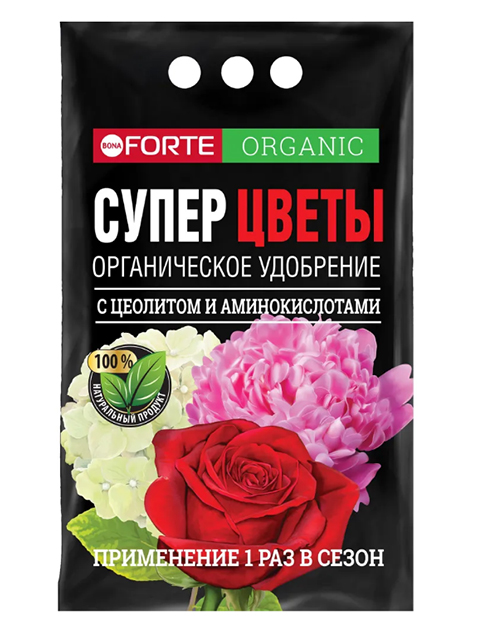 Bona Forte Органическое удобрение обогащенное цеолитом и аминокислотами СУПЕР ЦВЕТЫ, 2 кг