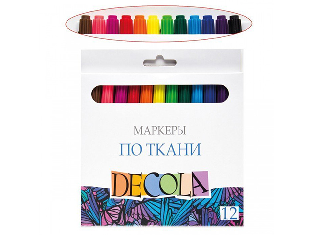 Набор маркеров по ткани "Decola" 12 цветов
