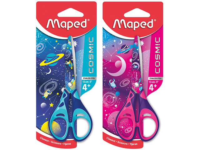 Ножницы MAPED "Cosmic Kids" 13 см, прорезиненные ручки, симметричные