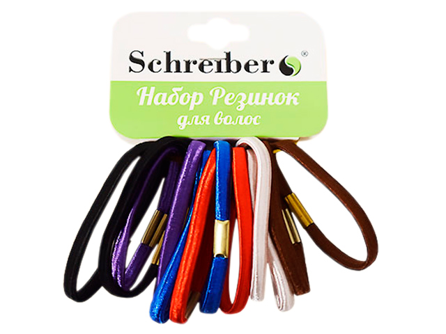 Набор резинок для волос "Schreiber" цветные, 12 штук в наборе
