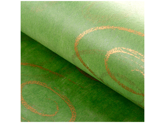 Бумага-пленка упаковочная "Завитки на зеленом" плотная двухстор. 60х60 см