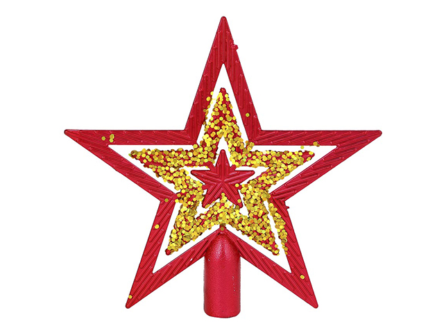 Верхушка СНОУ БУМ "Звезда на елку" 19 см, пластик, красный