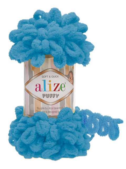 Пряжа ALIZE "Puffy" голубой 100гр. 9м. (100% микрополиэстер)