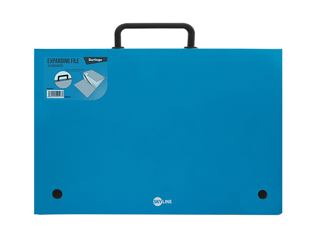 Папка-портфель пластиковая А4 13 отделений Berlingo "Skyline" 700 мкм, синяя