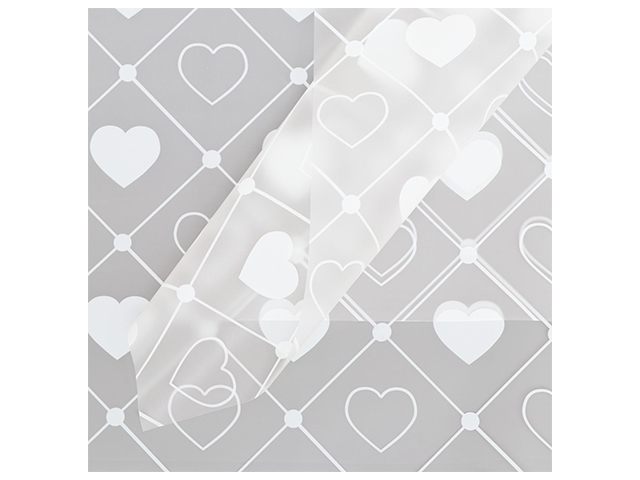 Пленка упаковочная матовая "Сердца" 58х58см, белый