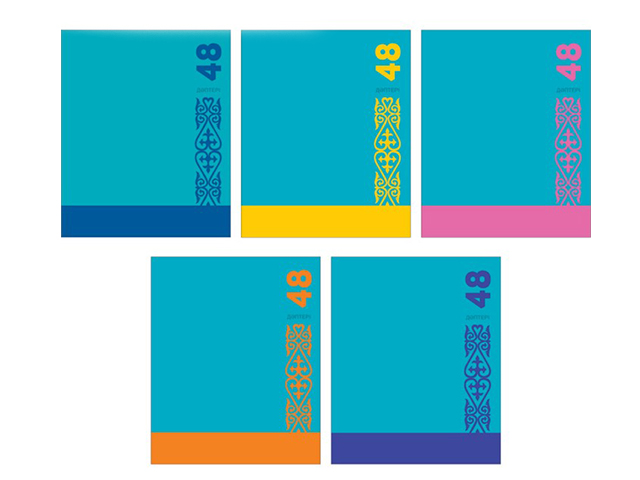 Тетрадь А5 48 листов в клетку Unnika "Однотонная серия (Казахстан)" обложка мелованный картон, на скрепке