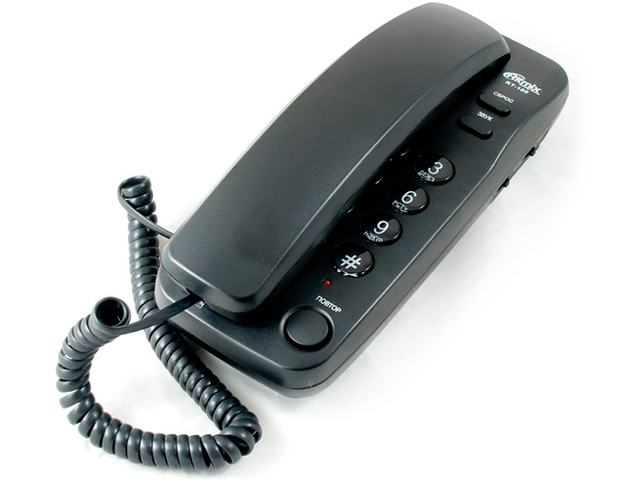Телефон Ritmix RT-100 проводной, черный