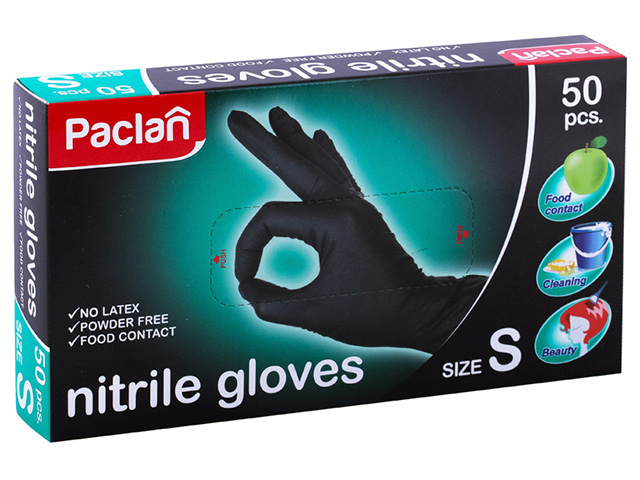 Перчатки нитриловые Paclan Black размер-S, 25  пар