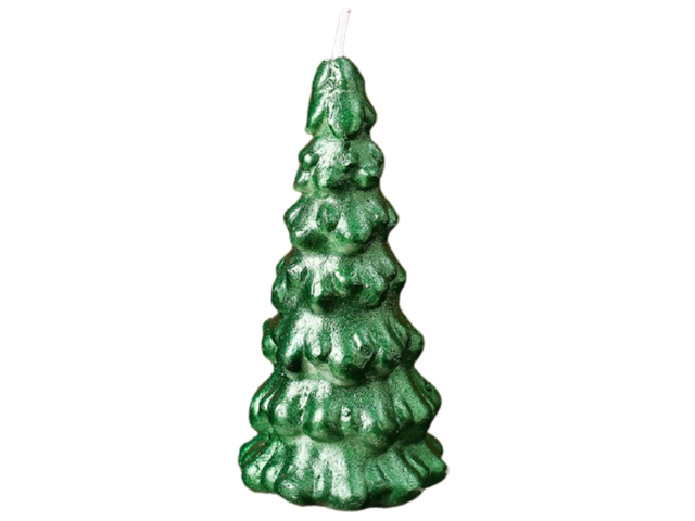 Свеча декоративная "Елка" 10х5 см, зеленый металлик