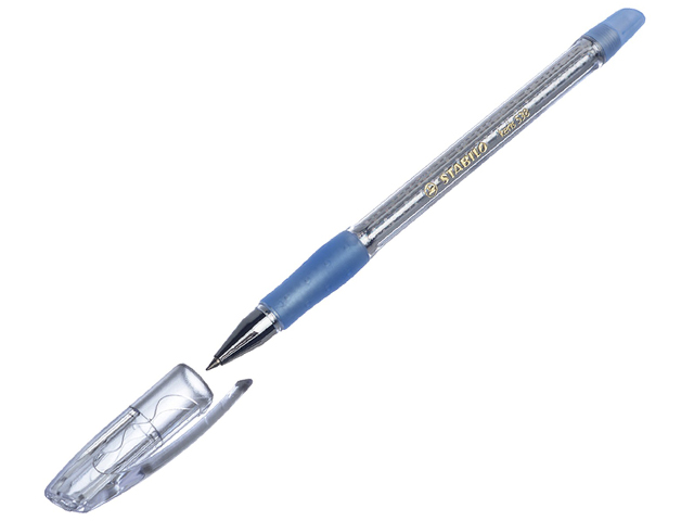 Ручка шариковая STABILO "Keris" с грипом, корпус прозр. с блестками, синяя, 0,5 мм, линия 0,3 мм