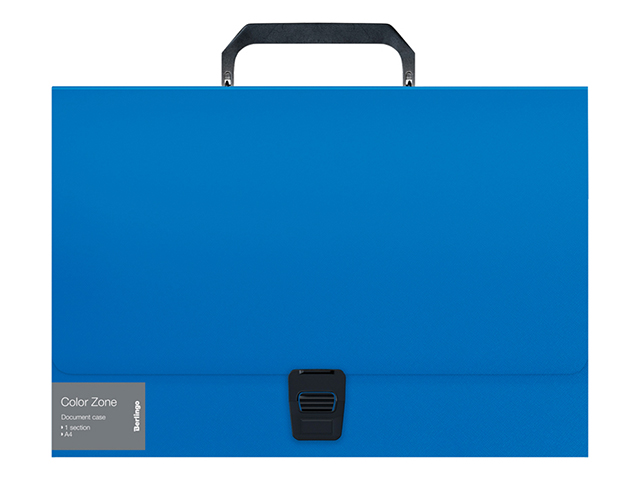 Папка-портфель пластиковая А4 1 отделение Berlingo "Color Zone" 1000мкм, синяя