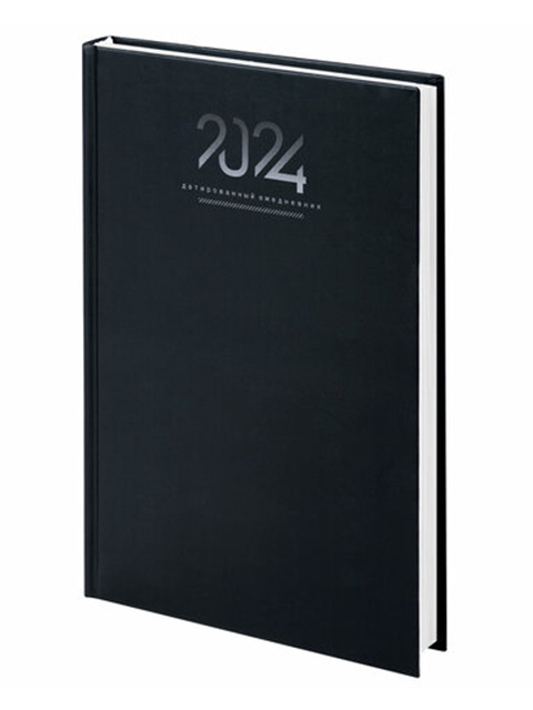 Ежедневник датированный А5 160 листов STAFF "Black 2024", ламинированная обложка