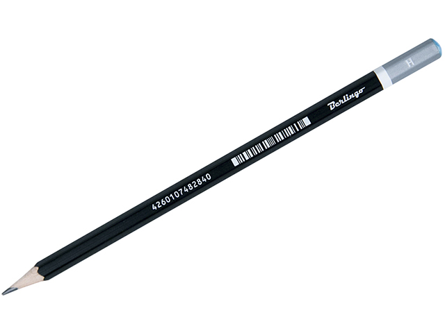 Карандаш чернографитный Berlingo "Mega soft" H, шестигранный, заточенный, без ластика