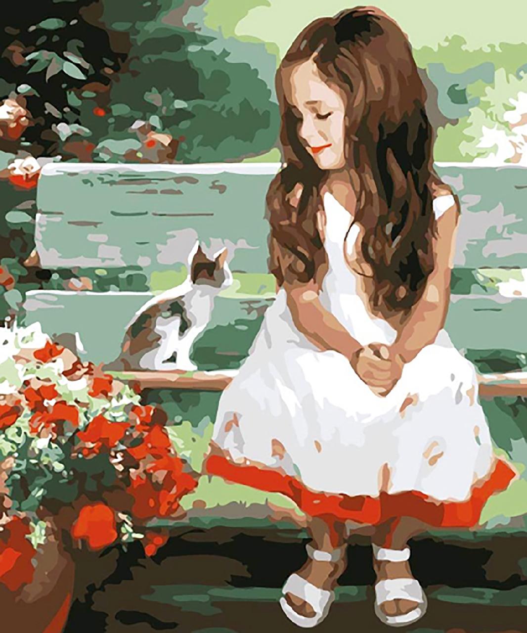 Картина по номерам Colibri "Девочка и котенок" 40*50см