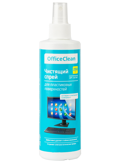 Чистящая жидкость-спрей OfficeClean для пластиковых поверхностей, компьютеров, телефонов, факс-аппаратов и другой оргтехники 250мл