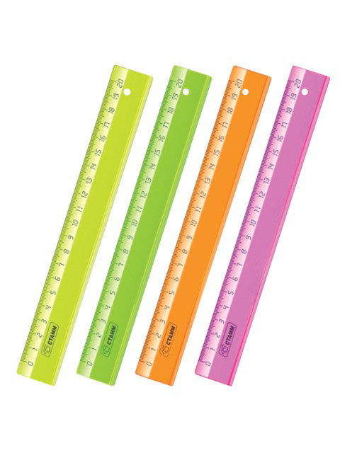 Линейка пластмассовая 20 см СТАММ "Cristal" Neon