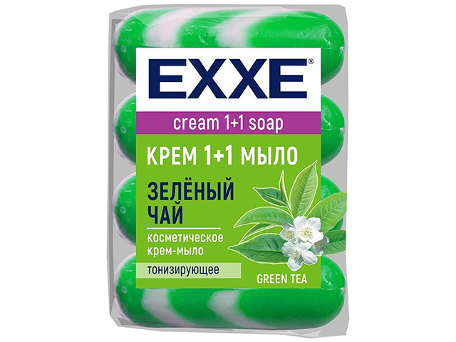 Мыло косметическое 4х75г EXXE 1+1 "Зеленый чай"