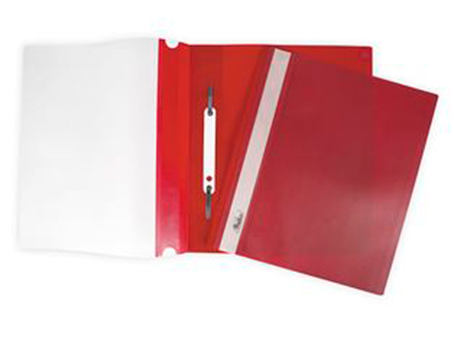 Папка А5 со скоросшивателем Хатбер с прозрачным верхом, 140/180мкм, красная