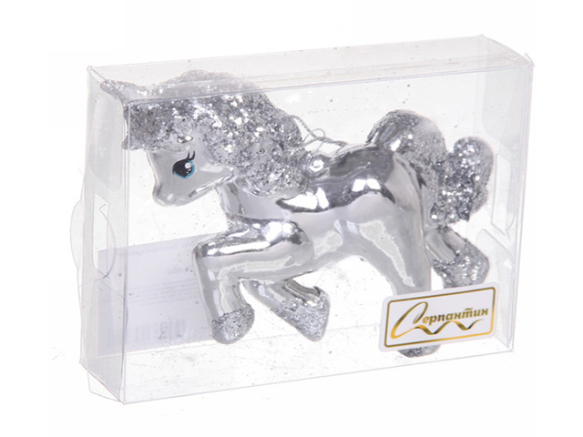 Ёлочная игрушка "Сказочный единорог" 9х3х10 см, серебро