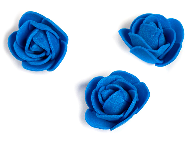 Головки цветов "Роза" мелкая 25мм, синий (цена за 1шт)