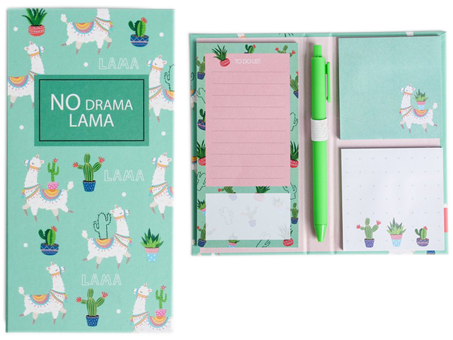 Набор подарочный "No drama lama" блок для записей, стикеры, ручка