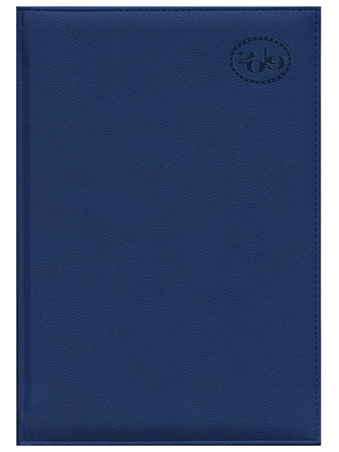 Еженедельник датированный 2019 г., А4, BRAUBERG "Favorite", фактурная кожа, синий, 210х297 мм, 129013