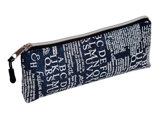 Пенал-косметичка deVENTE "Text" 21x8x3,5 см, текстильный, треугольный, темно-синий