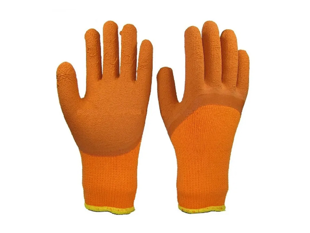Перчатки рабочие из акрила, латексный облив ЗИМА (оранжевые) Лайт
