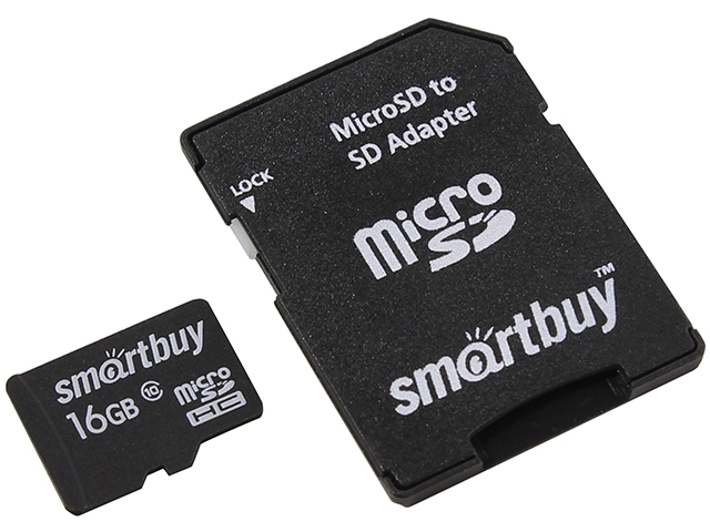 Карта памяти Smart Buy Micro SDHC 16 Gb Class 10 + адаптер