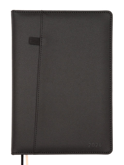 Ежедневник датированный А5 176 листов deVENTE "Klint. 2024г" черный, искусственная кожа 