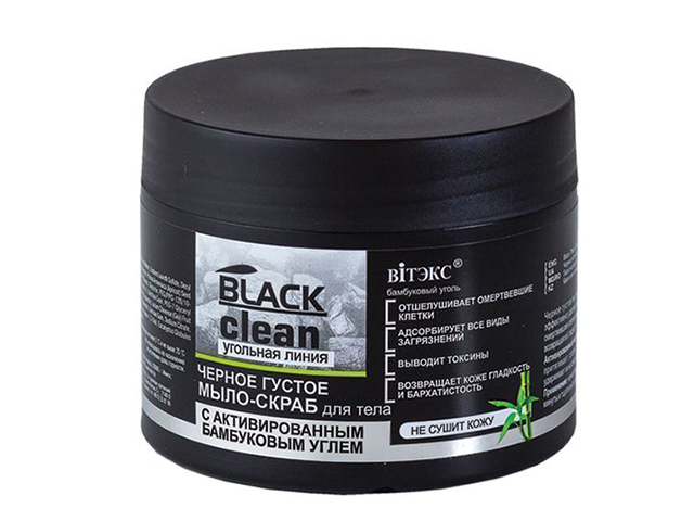 Мыло-скраб для тела Витэкс "BLACK CLEAN" черное густое, 300 мл
