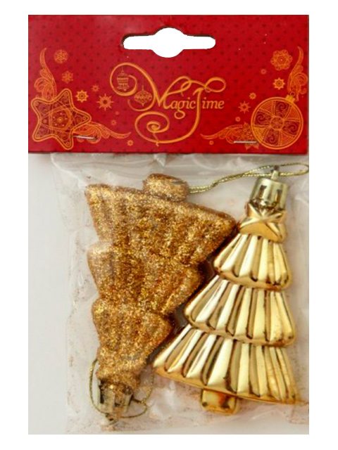 Набор елочных украшений "Золотая елочка" 9 см, 2 штуки в упаковке