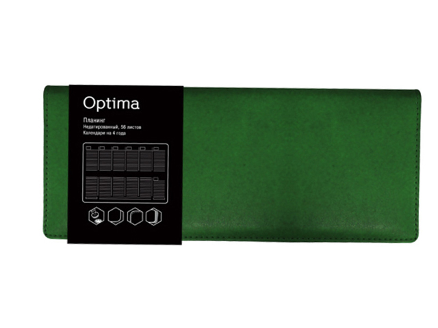 Планинг недатированный 56 листов Listoff "Optima" обл. кож/зам., поролон, зеленый