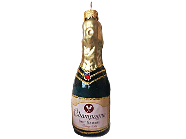 Елочное украшение фигурка "Шампанское 2" 13,5см стекло в подарочной упаковке