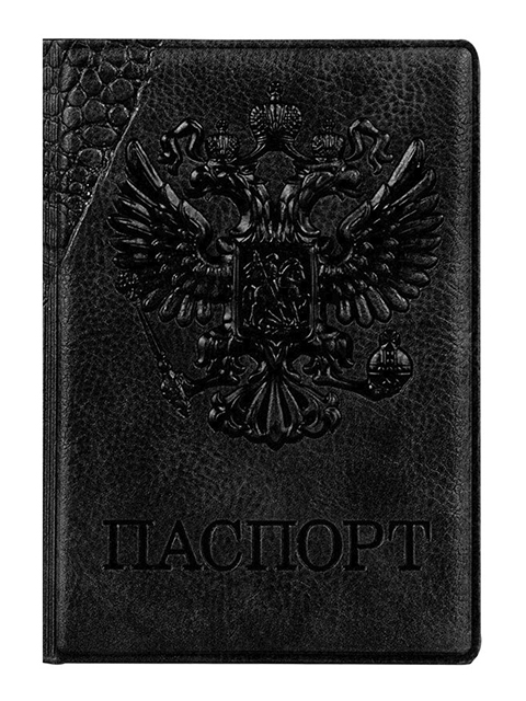 Обложка для паспорта Office Space "Герб" к/зам, черный