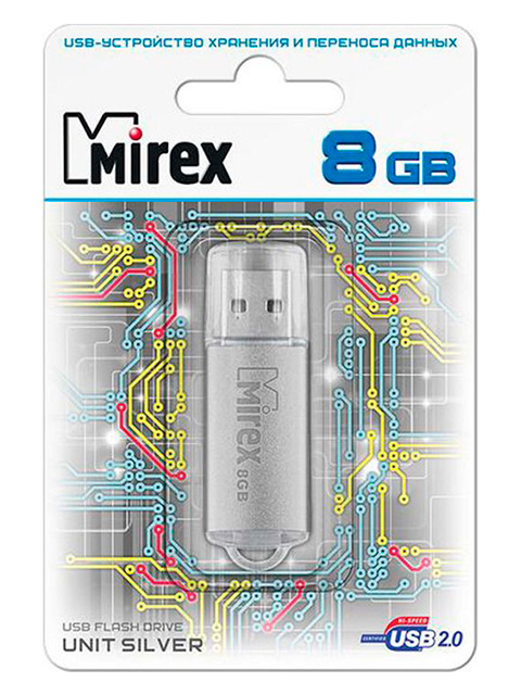 Флэш-диск MIREX 8 Gb UNIT SILVER