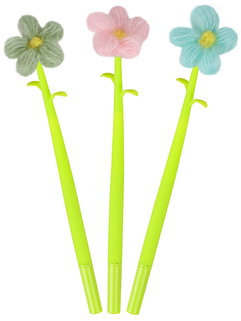 Ручка гелевая PROFIT "Цветочек" d=0,5 синяя, силиконовый корпус