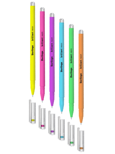 Набор ручек гелевых Berlingo "Brilliant Neon" 6 цветов, 0.8мм, европодвес