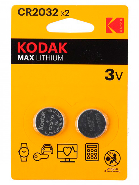 Батарейка литиевая (таблетка) Kodak CR2032-2BL (2 шт.) блистер