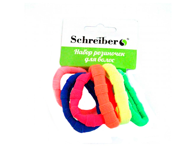 Набор резинок для волос "Schreiber" цветные неоновые, 6шт в упак