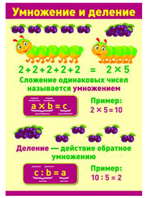 Части примера на умножение Купить Плакат А3 "Умножение и деление" в интернет-магазине Студент