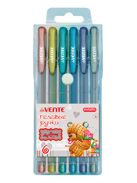 Набор гелевых ручек "deVENTE. My Jersey" 6цв., 0.8мм, металлик., в пласт. блист.