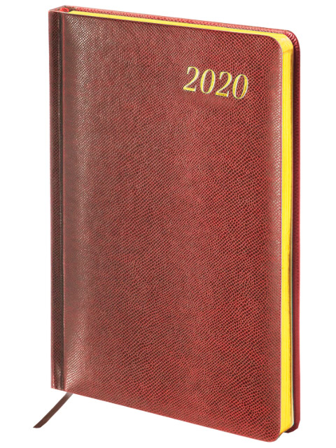 Еженедельник датированный 2020, А5, BRAUBERG "Iguana", под кожу змеи, кремовый блок, золотой срез, коричневый