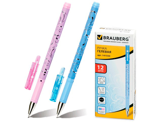 Ручка гелевая BRAUBERG "Elegant", игольчатый узел 0,5 мм, линия 0,38 мм, черная, 141550