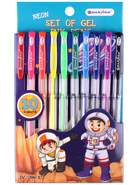 Набор гелевых ручек Darvish "Для мальчиков" 10 цветов, неон