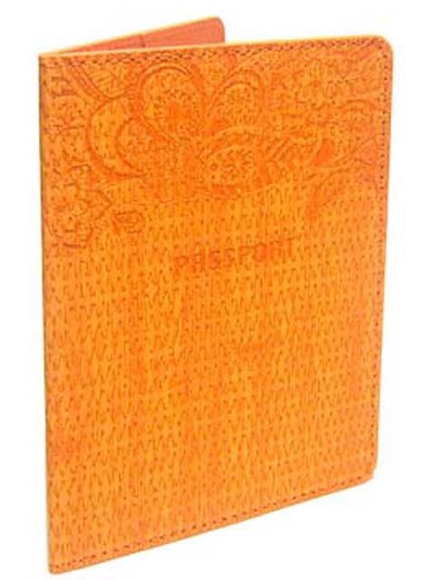 Обложка для паспорта Intelligent "Узор" оранжевый, тиснение, к/зам. 